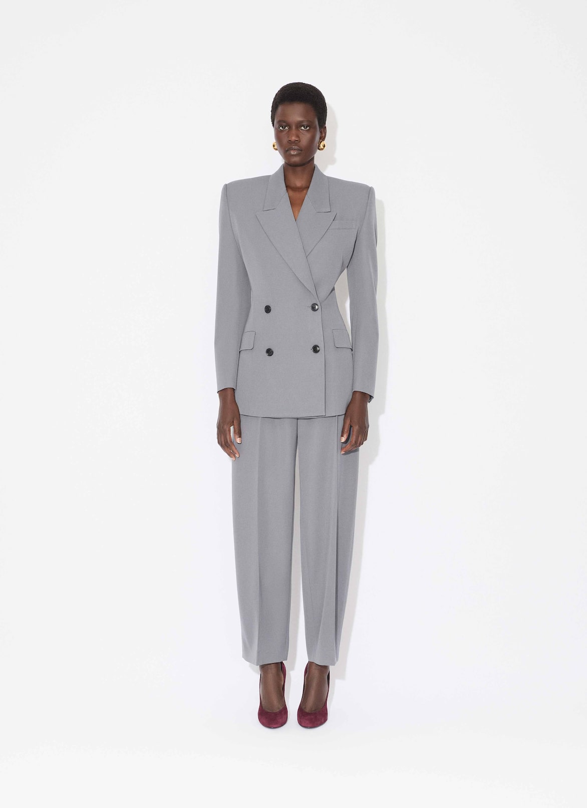 WOOL GABARDINE TROUSERS ALAÏA GRAY WOOL GABARDINE TROUSERS